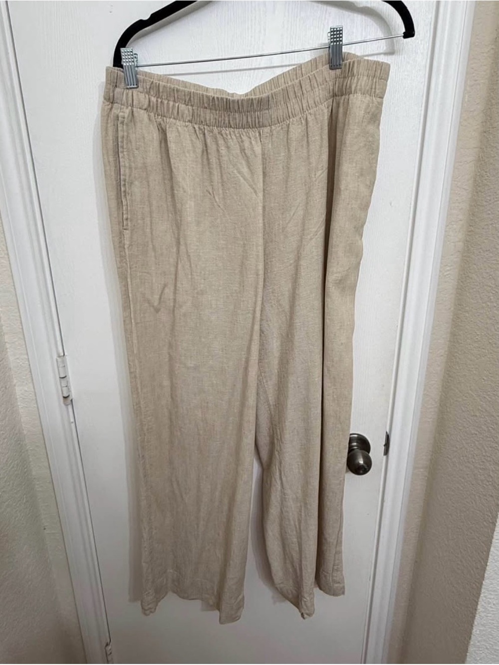 Old Navy womens Light Tan Linen-Blend Elastic Waist Pants Large